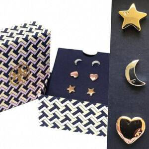 Tory Burch Moon Star Heart Stud Earrings Gold Silver Rose
